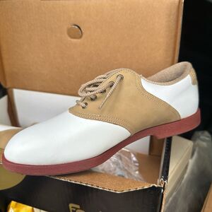FOOTJOY FJ Women's Softjoys White Brown Saddle Golf Shoes 98632; 7.5M.